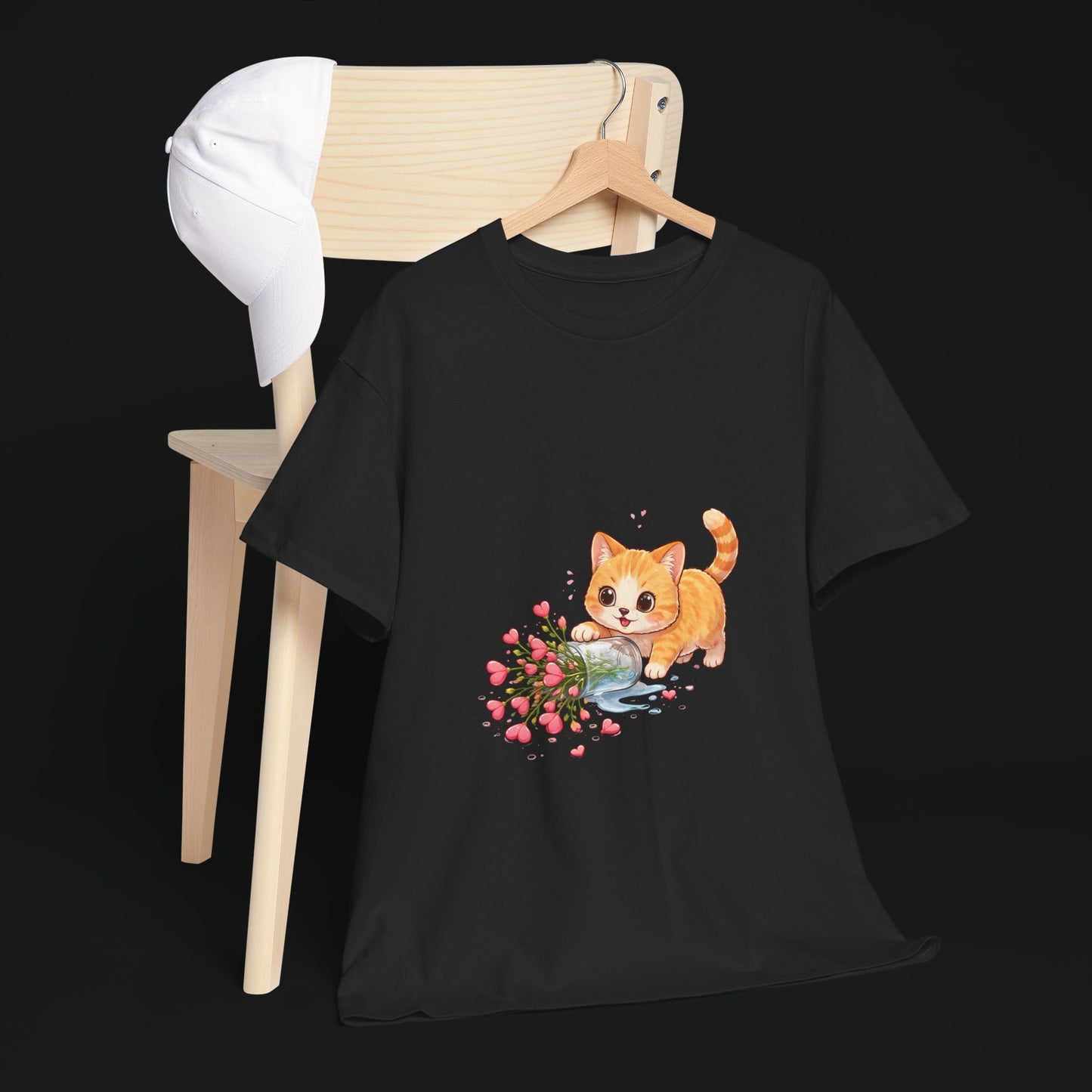 Cat with Spilled Flowers T-Shirt
