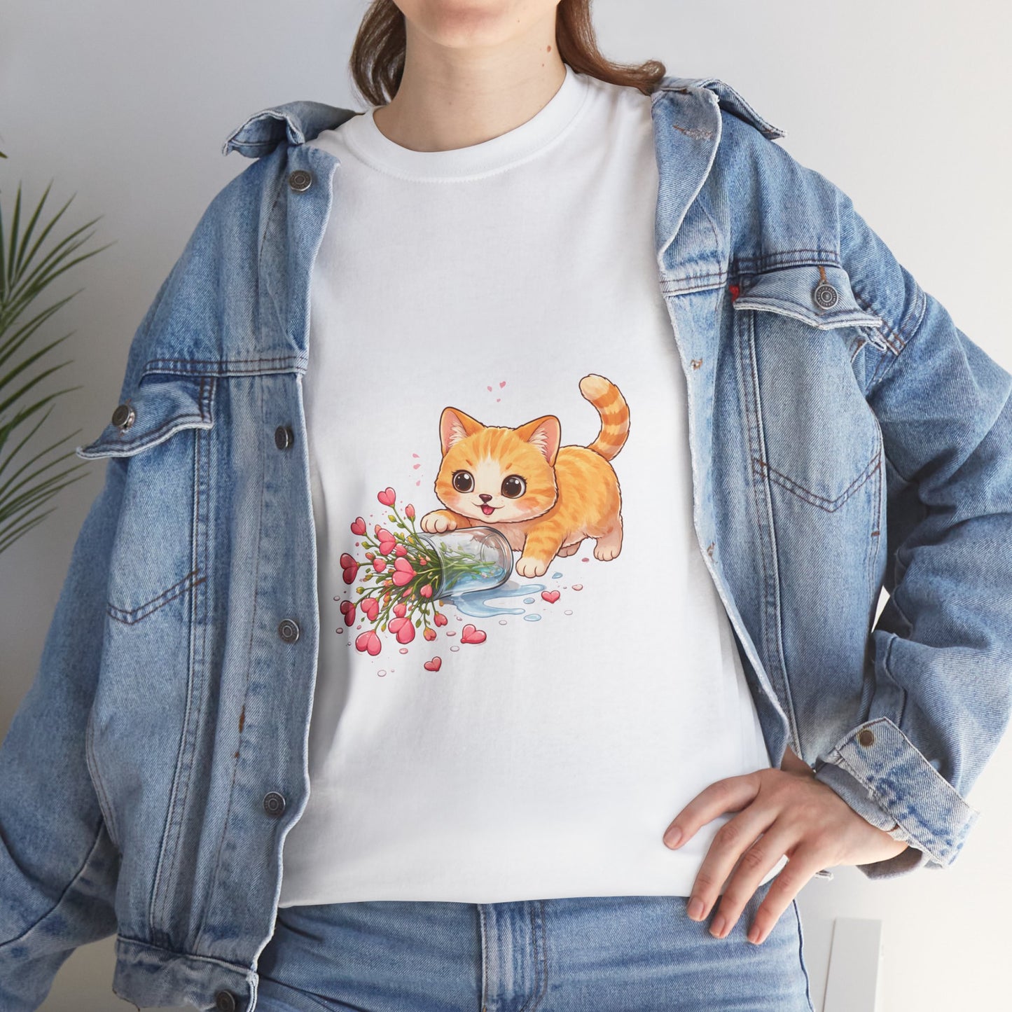 Cat with Spilled Flowers T-Shirt
