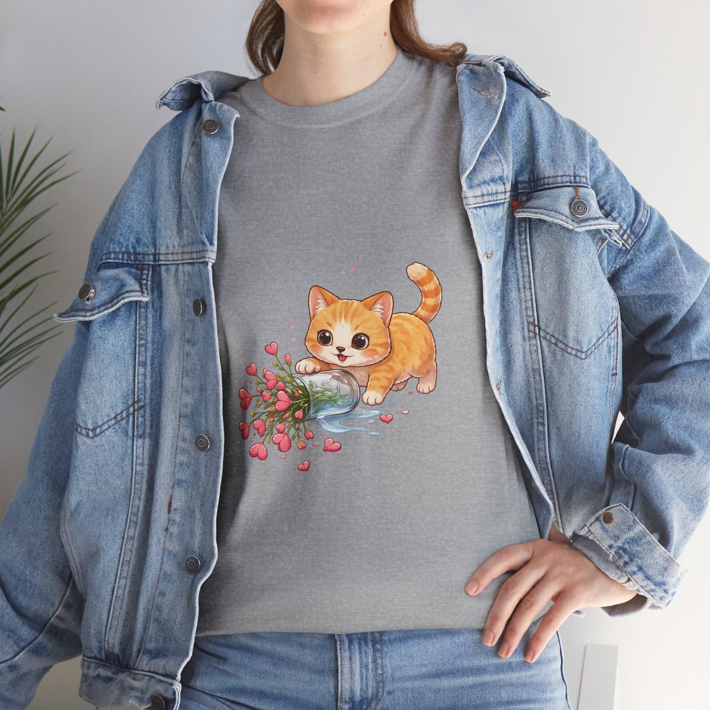 Cat with Spilled Flowers T-Shirt