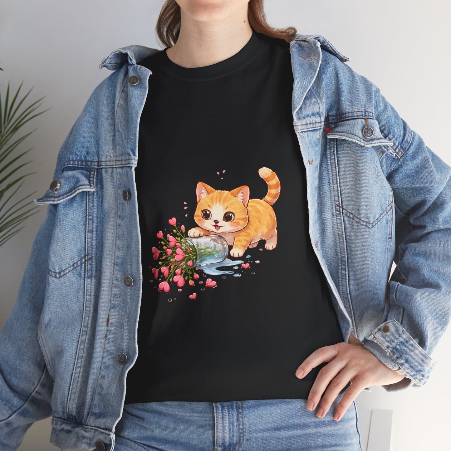 Cat with Spilled Flowers T-Shirt